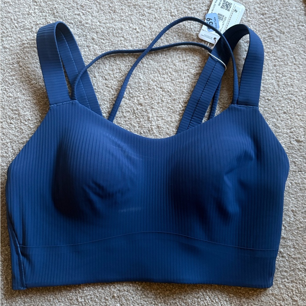 Lululemon Like a cloud longline ribbed D/DD blue twill size 4 NWT